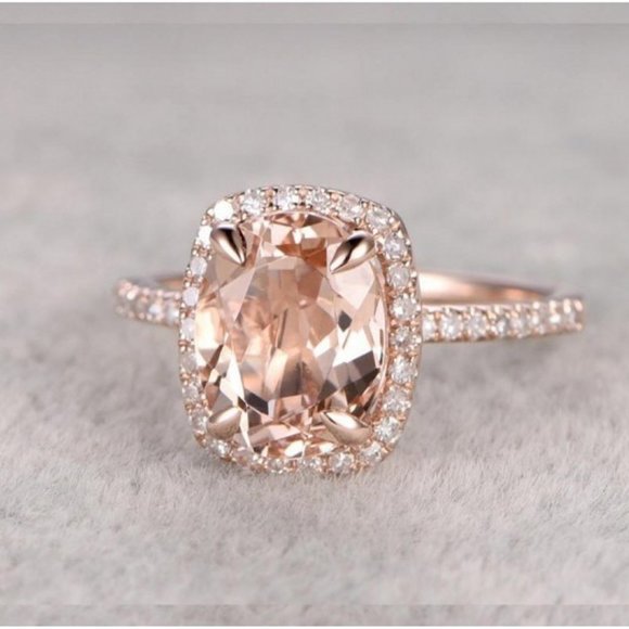 New 18k Rose Gold Plated Oval Cut Champagne Ring - Picture 5 of 5